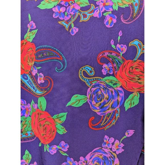 Victorias Secret Vintage Gold Label Womens L Pajama Set Floral Purple Satin Rose - Picture 4 of 6